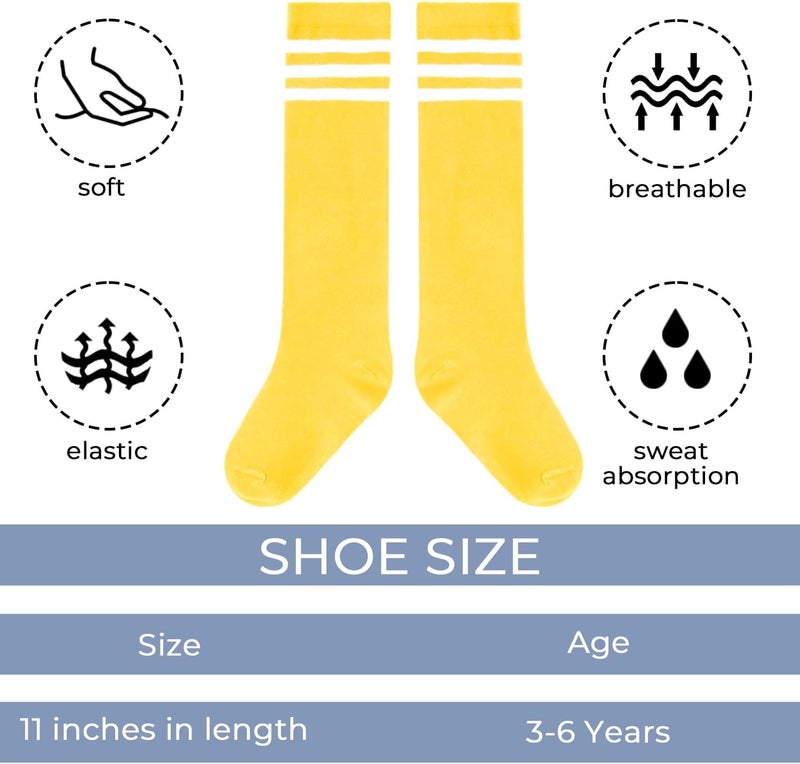 Benefeet Sox Kids Soccer Socks Toddler Knee High Tube Long Socks Soft for Girls Three Stripes Youth Cotton Soccer Socks - Image 3